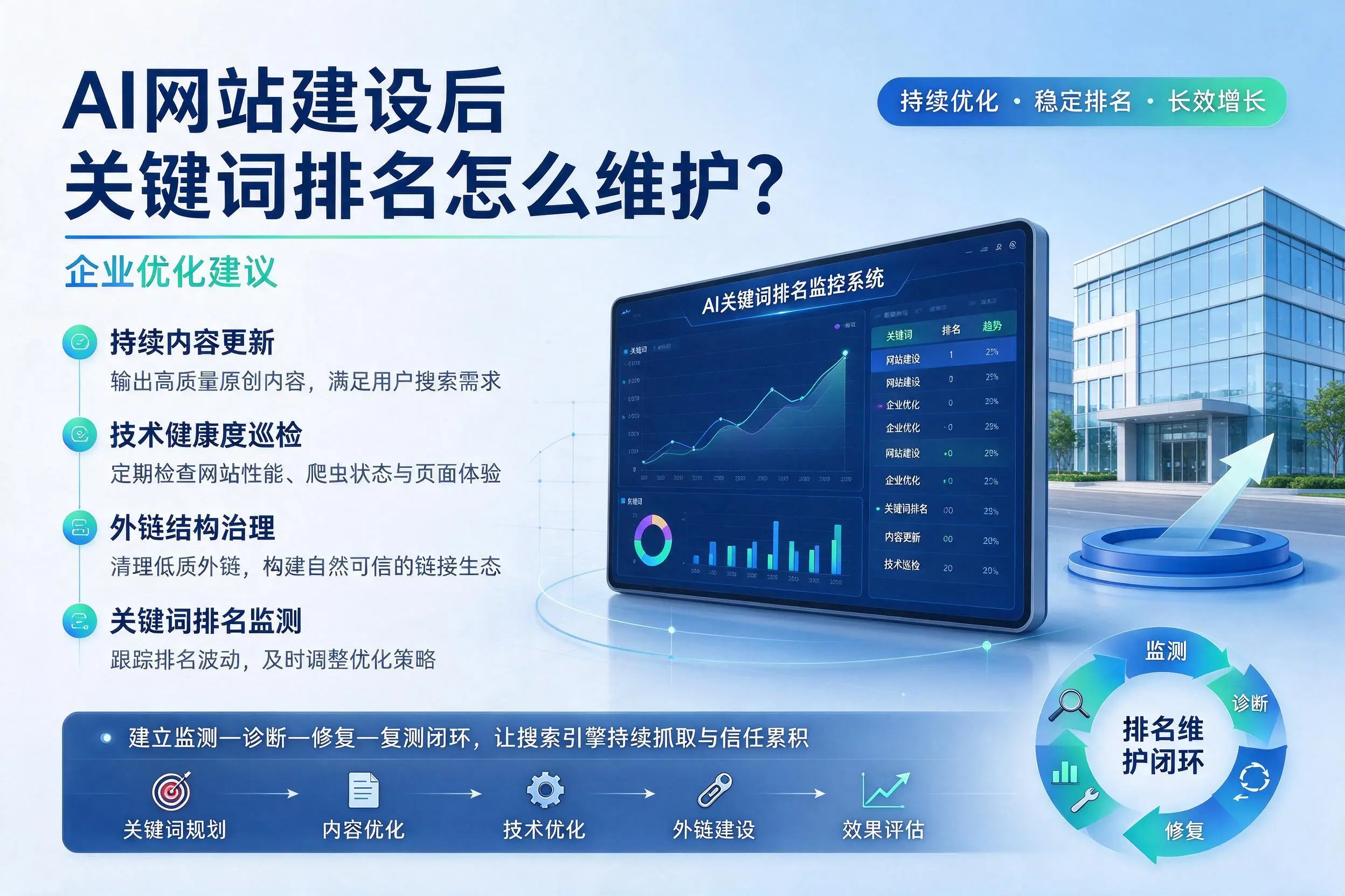 AI网站建设后关键词排名怎么维护？衡阳企业优化建议